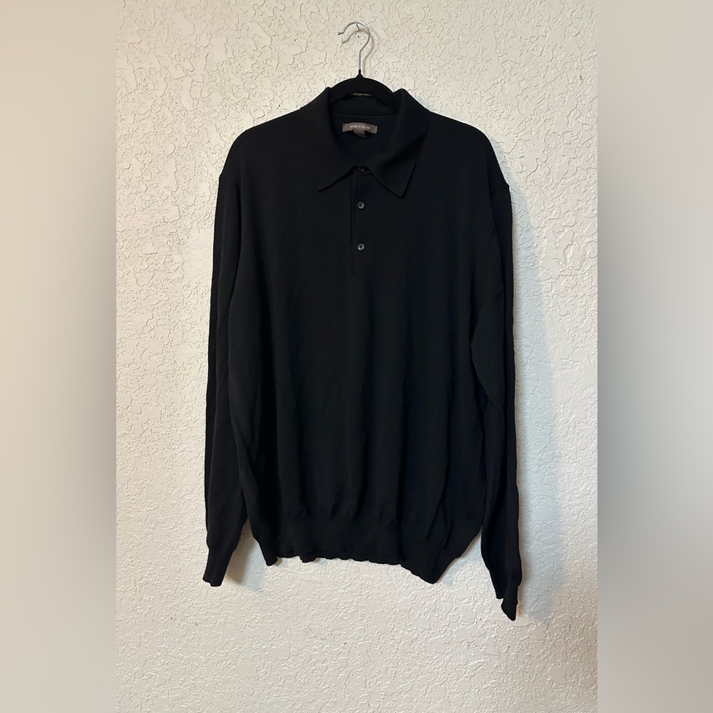Nordstrom Men’s Black Merino Wool Button Sweater